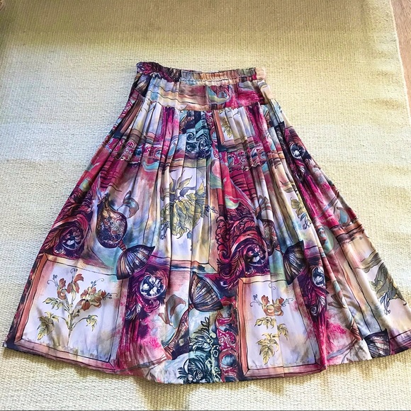 ✨Vintage 1980’s Platinum Dorothy Schoelen Floral Skirt, Sz12 - Picture 5 of 6